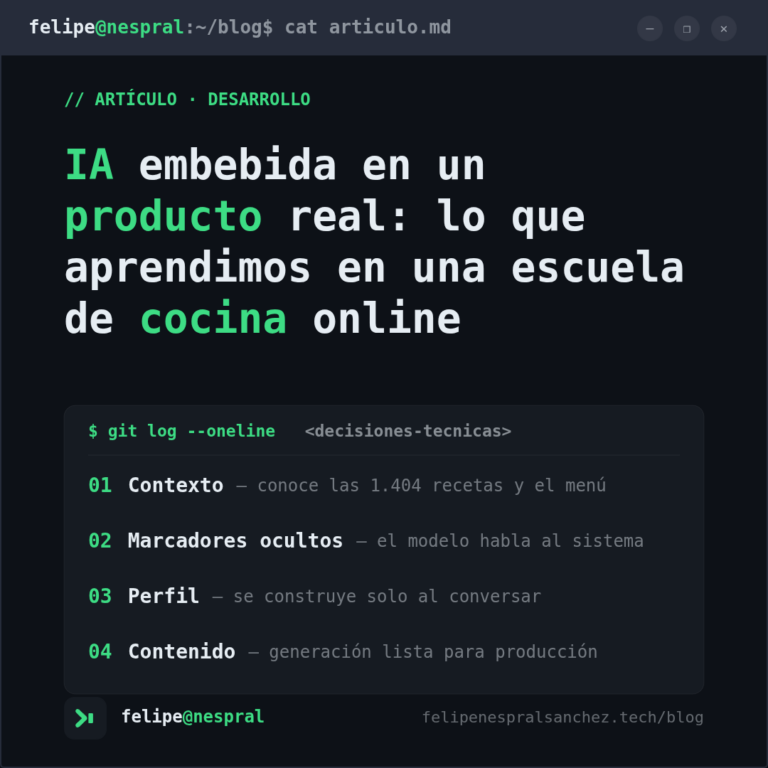 IA embebida en un producto real: lo que aprendimos en una escuela de cocina online